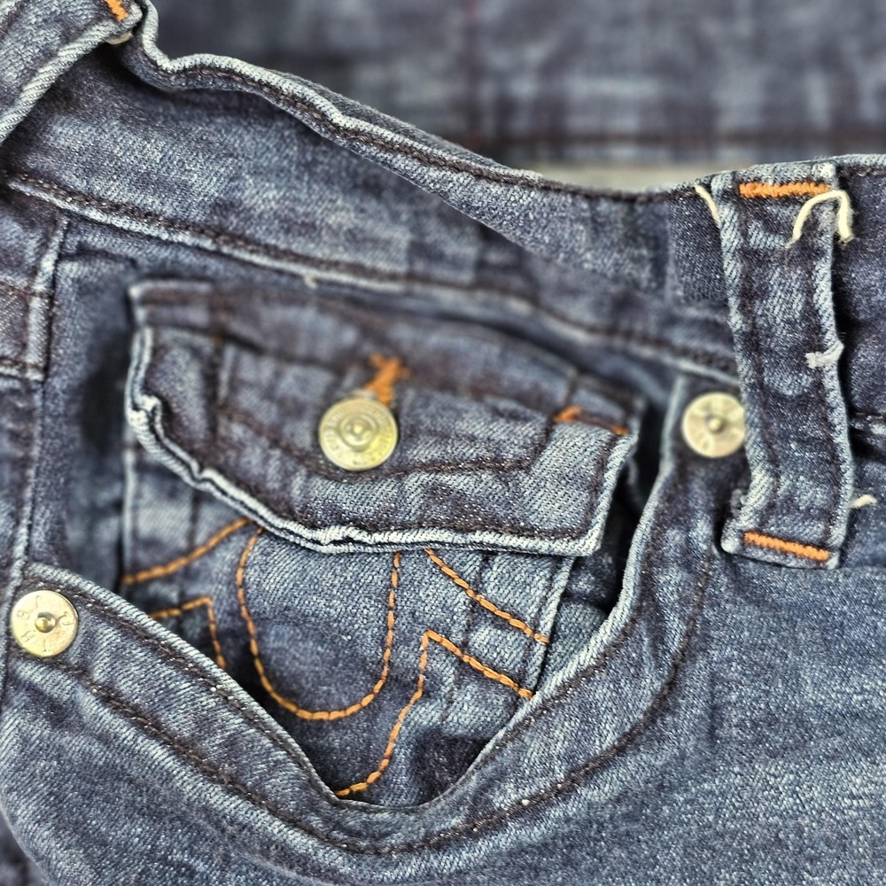 True Religion Rocco Jeans Mens 38 Blue Relaxed Skinny Denim Flap Pockets Stretch - Picture 6 of 14